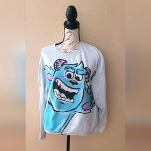 Disney Sully Monsters Inc Cartoon Character Long Sleeve Shirt - Blue and White